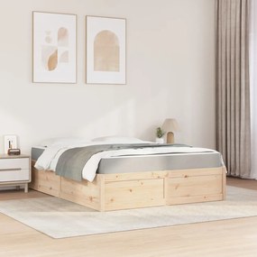 Letto con materasso 140x200 cm in legno massello di pino