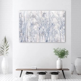 Quadro su tela, Contorni blu di fiori  Dimensioni 60x40