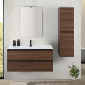 Mobile bagno sospeso 100 cm ossido e noce con cassetti soft-close Kleo