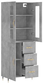 Credenza grigio cemento 69,5x34x180 cm in legno multistrato