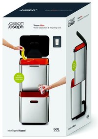 Bidone in acciaio beige per rifiuti differenziati 60 l Totem Max - Joseph Joseph