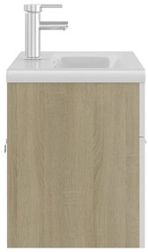 Mobile lavabo integrato bianco rovere sonoma legno multistrato