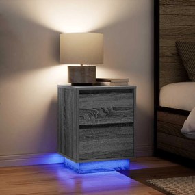 Comodini Con Luci A Led 2 Pz Grigio Sonoma 38x34x50 Cm /