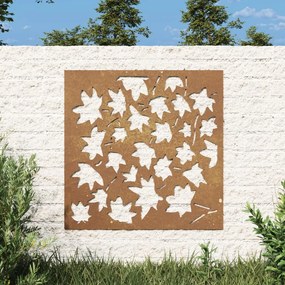 Decorazione Muro Giardino 55x55 Cm Foglia Acero Acciaio Corten /