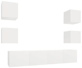 Set di mobili porta tv 6 pz bianco in legno multistrato