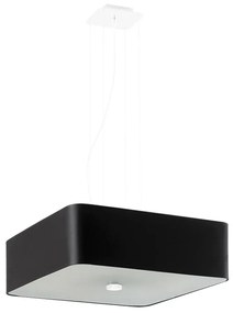 Apparecchio a sospensione nero con paralume in vetro-tessuto Kortez - Nice Lamps