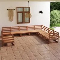 Set Divani da Giardino 10 pz Marrone Miele in Massello di Pino cod mxl 37679