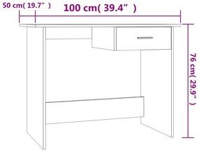 Scrivania Grigio Cemento 100x50x76 cm in Legno Multistrato