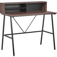 Scrivania Home Office Top in legno scuro 100 x 50 cm Struttura in metallo Nero con ripiani