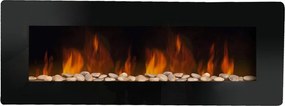 Camino Elettrico da Parete Effetto Fiamma 127x11x50 cm 900W/1800W Nero...