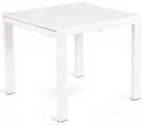 Tavolo Allungabile 90/163,5x90x76 cm in Metallo con Top in Vetro Bianco