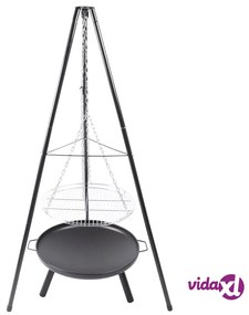 RedFire Griglia da Giardino con Treppiede e Braciere 50 cm Nera