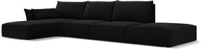 Divano angolare nero (con penisola a sinistra/con chaise lounge) con rivestimento in velluto Vanda – Mazzini Sofas