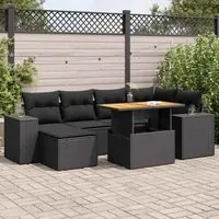 Set Divani da Giardino con Cuscini 7pz Nero Polyrattan 3327394