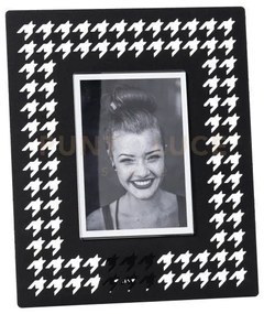 Portafoto di design pied de poule grande nero in ferro e polimetilm...