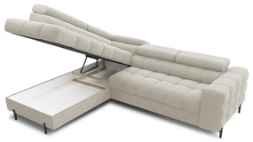 Divano angolare color crema allungabile/con contenitore (con penisola a sinistra/a L) e rivestimento in bouclé Ferucce – ELTAP