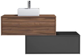 Mobile per bagno sospeso con lavabo singolo 94 cm Naturale scuro e Antracite - TEANA II