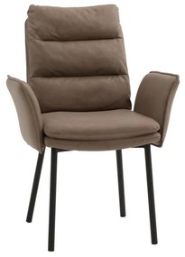 Set di sedie MALIBÙ in similpelle marrone e gambe nere, con braccioli