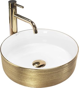 Lavabo da appoggio Rea Sami White Brush Gold