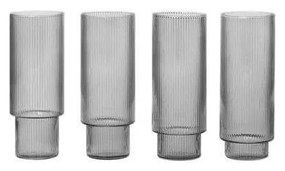 ferm LIVING - Ripple Long Drink Bicchieri Set di 4 Fumé Grigio ferm LIVING