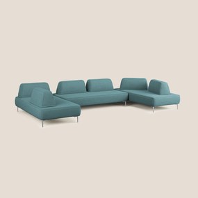 Newton divano panoramico modulare con schienali movibili T07 azzurro