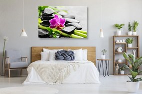 Stampa su tela – Natura morta Spa con orchidea viola