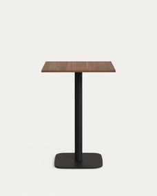 Kave Home - Tavolo alto Dina melammina rifinito noce con gamba di metallo rifinita in nero 60x60x96 cm