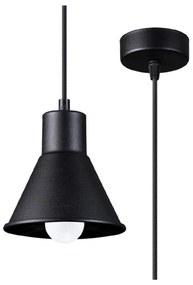 Lampada a sospensione nera con paralume in metallo 14x14 cm Martina - Nice Lamps