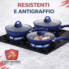 Set 6 Pezzi Padelle con Coperchio 20-24-28 cm in Alluminio Blu...