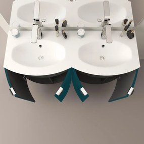Mobile bagno sospeso con lavabo L 138 x H 70 x P 51 cm blu petrolio per doppia vasca Onda