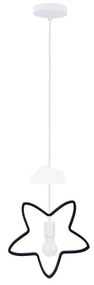 Lampadario sospeso per bambini STARS su cavo 1xE27/20W/230V nero/bianco
