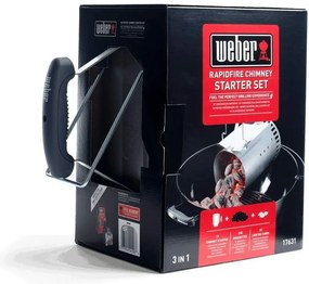 Weber - Kit Ciminiera Diaccensione + 2 Kg Di Bricchetti + 3 Cubetti Accendifuoco