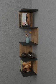 Mensola Ad Angolo Zig-Zag 5 Ripiani 25x25x109 Musa Rovere E Antracite