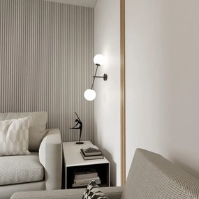 Applique da Parete in Acciaio e Vetro LINEAR K2 Nero 2xE14 Colore delle Sfere Bianco