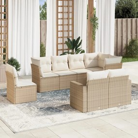 Set divano da giardino 8 pz con cuscini beige in polyrattan