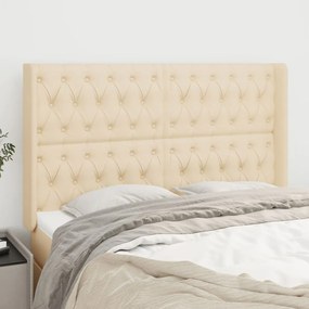 Testiera Ad Orecchio Crema 163x16x118/128 Cm İn Tessuto /