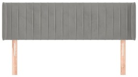 Testiera ad orecchio grigio chiaro 147x16x78/88 cm in velluto