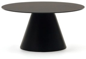 Kave Home - Tavolino Wilshire in vetro temperato e metallo finitura verniciato nero opaco Ã˜ 80 cm