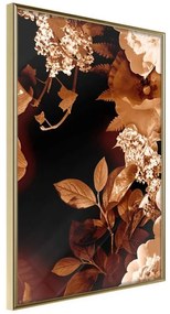 Poster  Flower Decoration in Sepia  Cornice Quadri Cornice d'oro, Larghezza x Altezza Home decor 40x60