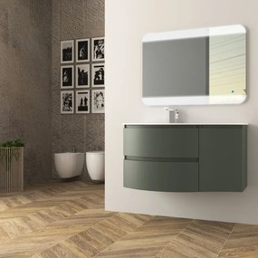 Mobile sottolavabo e lavabo Vague verde opaco 1 vasca