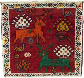Shiraz Tappeto persiano 50x50 Rosso (Iran) Annodato A Mano