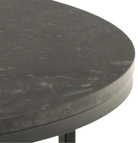 Tavolino rotondo nero con piano effetto marmo ø 80 cm Spiro - Actona