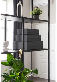 Scatole in set con coperchio/decorative grigio scuro in cartone 3 pz 42,5x29,5x13 cm Kian Paper Laminate – Bigso