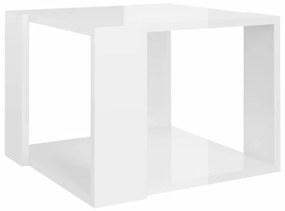Tavolino da salotto bianco lucido 40x40x30 cm legno multistrato