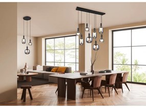 Lampadario nero con paralume in vetro Diva - Trio