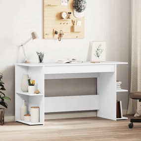 Scrivania Bianca 140x50x75 Cm İn Legno Multistrato /