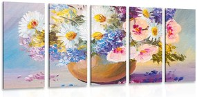 Quadri 5 pezzi – Dipinto a olio di fiori estivi