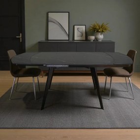 Tavolo allungabile Almor 130-190x80 cm piano marmo Nero