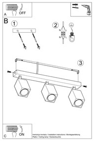 Sollux SL.1037 - Faretto KEKE 3xGU10/40W/230V quercia