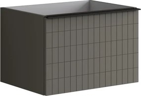 Mobile da bagno sospeso sotto lavabo Pixel grid 2 cassetti L 60 x H 40 x P 45.5 cm grigio carbone laccato opaco, con maniglia alluminio nero opaco